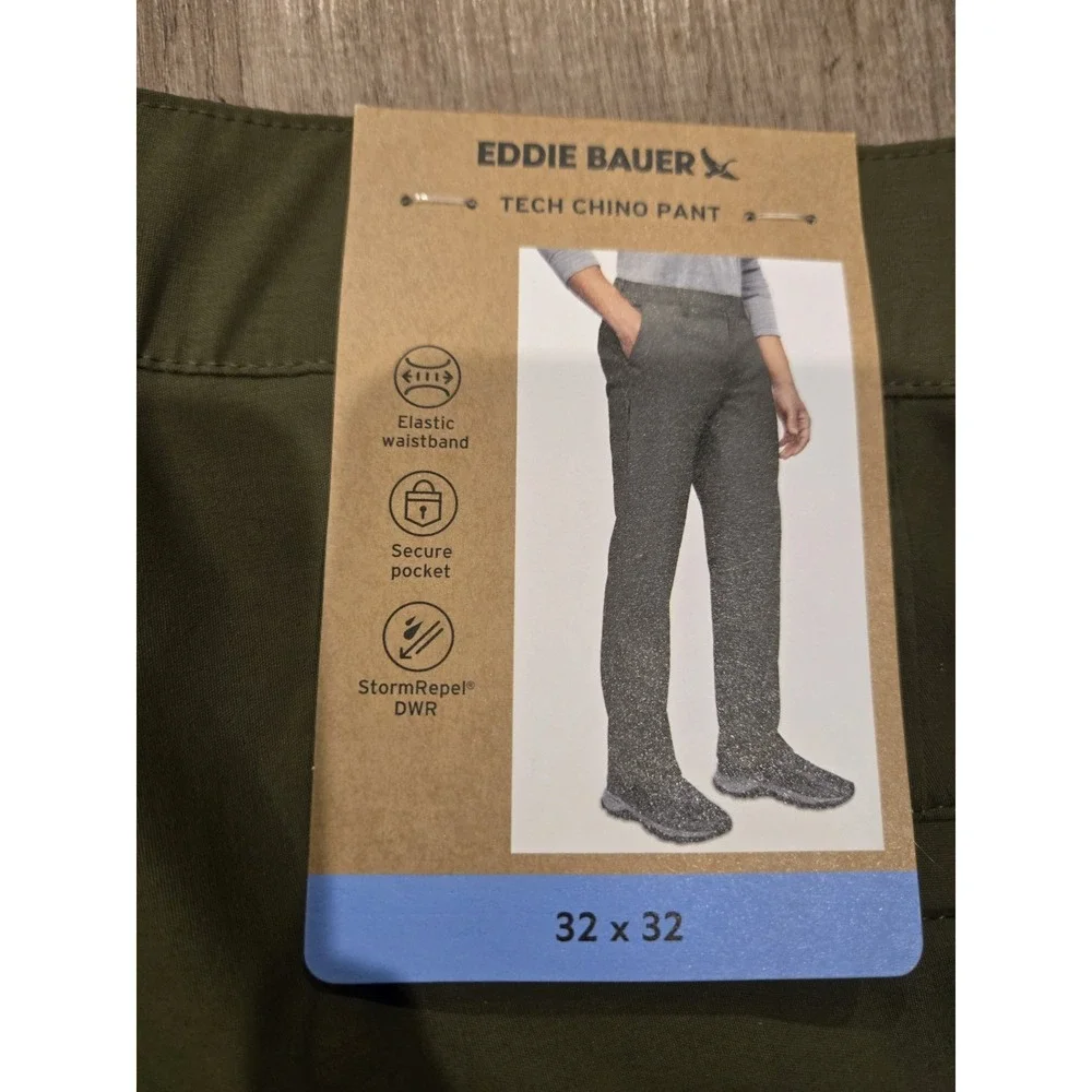 Eddie Bauer Elastic‎ Band Tech Chino Pants Size 32x32 Nwt